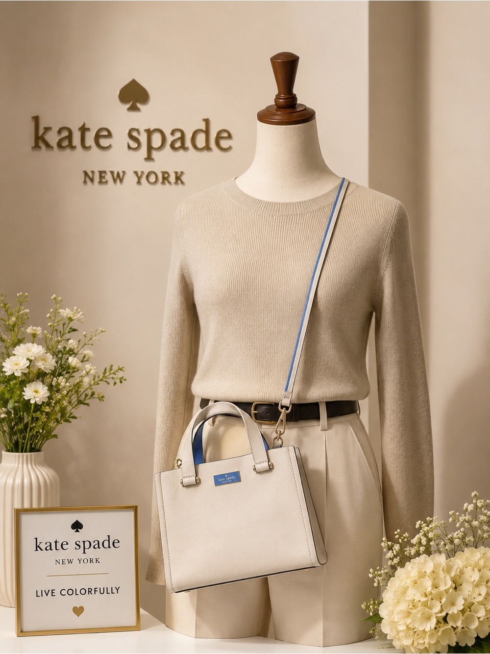 kate spade Cream Leather Top-Handle Crossbody Bag